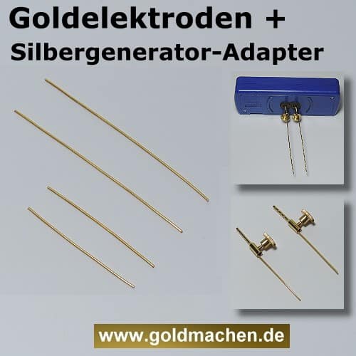 Goldelektroden für Silbergenerator plus Elektrodenadapter